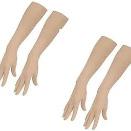 lovely Unisex Cotton Pollution and Sunburn Sunlight Protection Full Hand Gloves arm sleeves glove for Biking and Driving glove Dust- Beige-picture-11