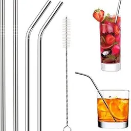 Reusable Stainless Steel Drinking Straws (2 Bend & 2 Straight Straws, 1 Cleaning Brush)-picture-30