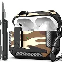 FACTOTECH AirPods Pro 2nd Generation Case Cover with Cleaner Kit, Military Hard Shell Protective Armor with Lock for AirPod Gen 2 Charging Case 2022,2023,2024 Front LED Visible- Desert Camouflage-picture-21