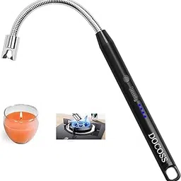 DOCOSS - Rechargeable Electric Gas Lighter Kitchen Lighter Chargeable USB Arc for Candle Flexible Neck for Gas,diyas,agarbatti,Candle (Black)-picture-29