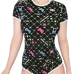 Littleforbig Adult Baby Diaper Lover Snap Crotch Romper Onesie -Baby Gamer Onesie (M, Black)-picture-44