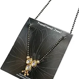 Kundan Stone Pendant with Black Beads Chain Mangalsutra for women-picture-27