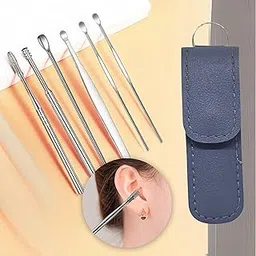 JimShi 6 Stainless Steel Earwax Removal Tools with Portable Case (7 cm)| Travel Ear Pick Set for Safe Cleaning | On-the-Go Reusable Cleaner Kit for Care Anywhere | Compact Carrying Storage Pouch | Professional Cleaning-picture-28