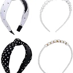 nnr Hair Band for Girls | Casual Hair Accessories for Girls | Hairbands for Womens (Black-White)-picture-15