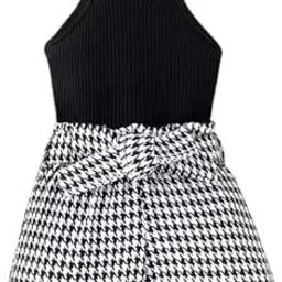 ninas Baby Girls Solid Cotton Blend Style Top and Shorts Set for kids (Black & White)-picture-32
