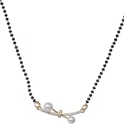 meira jewellery Elegant Rose Gold Plated Mangalsutra for Women|Stylish & Traditional Wedding Jewellery with Black Beads & Pendant Design-03-picture-44