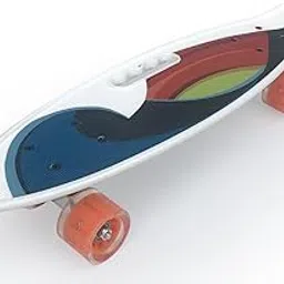 LATIQ MART 4 LED Wheels 23" X 6" Inch Fish Board Skateboard with Handle Brush Street Children Scooter with PVC Wheel Universal for Beginners Boy, Girls, Adults for Outrdoor (Blue)-picture-54