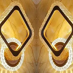 Golden Modern LED Wall Light for Living Room Bedroom, 3 Color Changeable Wall Lamp (Cool, Warm, Natural White) Designer Decorative Wall,Pack of 2-picture-46