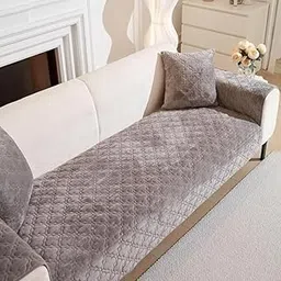 HOMETHREADS Innovative Premium Velvet Sofa Cover Mat with PVC Backing for Non-Slip Comfort | Pack of 1 (Light Grey_Clubs, 2 Seater | 70x140cm)-image-43