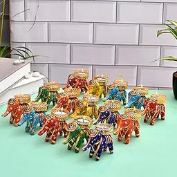 Elephant Tealight Candle Holders Set of 15 Without Wax for Home Décor TeaLight - Handmade Elephant Candle Stand Diwali Decorations - Christmas Xmas Diwali Decorations Items for Home-picture-32