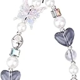 Tazweeq Beaded Phone Charm Strap, Cute Y2K Pearl Heart Butterfly Mobile Phone Wristlet Chain, Charm Straps for Wallets, Cameras, Keychains, Backpacks Accessories-picture-36