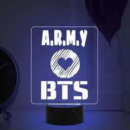 Gift Me Bazar 3D Illusion BTS Army Acrylic Led Night Lamp with Automatic Color Changing Light & USB Powered | Gift for BTS Lover | Gift for Kids, Boys, Girls, Gift, Return Gift | Home Decor Light-picture-29