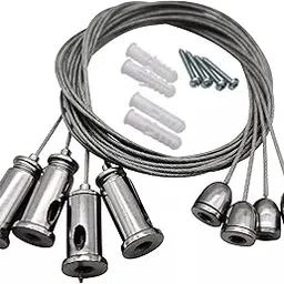 KATENGLOW Lights 1M Steel Hanging Clutch Wire and Screws Suspension hanging mounting wire kit rope Lamp Adjust for Ceiling Led Lights Panel Wire Accessories, Set of 1 (4pcs.) (Pack of 1) image 1