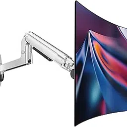 Ergounion Monitor Wall Mount for Flat or Curved Screens up to 38" Within 25 lbs, Full Motion Adjustable Monitor Arm Wall Mount with Cable Management, VESA 75x75/100x100mm, Silver-picture-26