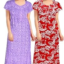 Women's Pure Cotton Nightwear Casual Nighty (PINKI Purple RED PARI-67 Free)-picture-51