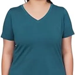 V-Neck Cotton Half Sleeves Tshirt for Women | Stretchable Regualr Fit Solid Cotton Tshirts | Casual Half Sleeves Tshirts for Women Office Wear | Solid Round Neck Tshirt-image-1