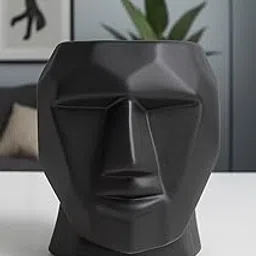 Sprout Premium Unique Designs Flower Vase- Stylish Shape Design, Ideal for Office and Living Room Centerpieces, Elegant Pot for Home Decor, Perfect for Table Modern Flower Vase (Black Mask)-picture-66