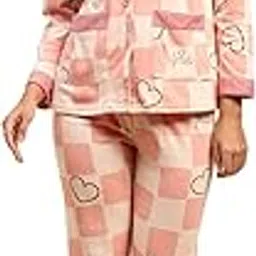 Printed Cotton Blend Relaxed Fit Collar Neck Full Sleeves Night Suit for Women (J09)-image-49