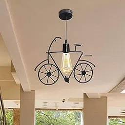 DarkVision Black Hanging Lights for Living Room/Pendant Lights for Ceiling/Hanging Lamps for Home Decoration/Decorative Hanging Lights,Metal (Cycle SL)-picture-20