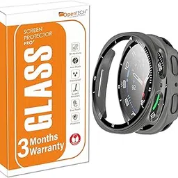 OpenTech® Hard Matte Silicone Protection Front Case Cover with Attached Screen Protector Compatible for Samsung Galaxy Watch Series 8 (44mm) Full Coverage (Black)-image-87