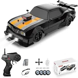 Sakeye 1/16 4WD RC Drift Car, 2.4GHz 4WD Remote Control Car, 18KM/H+ High Speed, LED Lights, Sprayer, Rechargeable Battery, Extra Tires, Unisex Children (8+), Black-image-24