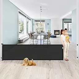 SPY KIDS® Retractable Dog & Baby Gate - Mesh Safety Gate for Babies & Pets | Easy Drill Installation | Wide 300 cm | 86 cm Height | Ideal for Doorways, Stairs & Hallways | Indoor/Outdoor | Black-picture-33