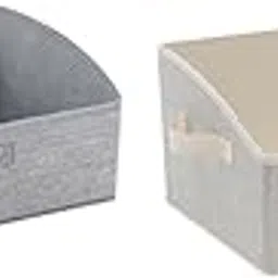 THE STYLE SUTRA 3 Pieces Foldable Clothing Storage Bins with Handles for Clothes Closet Toys Gray-image-53