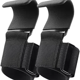 MERISHOPP 2 Pieces Weight Lifting Hooks Practical for Bodybuilding Deadlifting Pull up Black-image-48