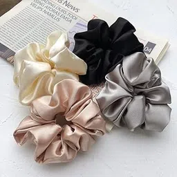 Scrunchie for hair scrunchies satin silk combo satin scrunchie scrunchies set scrunchies for women Girls.MultiColor Pack of 4.-image-52