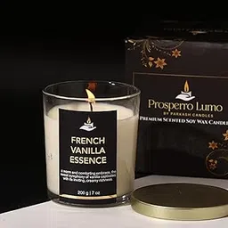 PROSPERRO LUMO by Parkash Candles Premium Scented Soy Wax Candle 200 gm 25-30 Hrs Luxury Aroma Therapy Votive Jar Scented Candles for Home Decor Gift Set (French Vanilla Essence) image 1