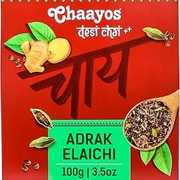 Chaayos Adrak Elaichi Tea (Ginger and Cardamom) - Premium Desi Chai Patti for Authentic Masala Flavour | Immunity Booster- 100g [50 Cups] image 1