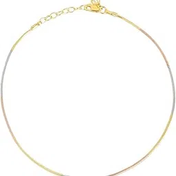 zavya 925 Sterling Silver Designer Triple Tone Rhodium, Gold & Rose Gold Plated Chain Anklet (SIngle) | With Certificate of Authenticity & 925 Hallmark | Gift for Women & Girls-picture-31