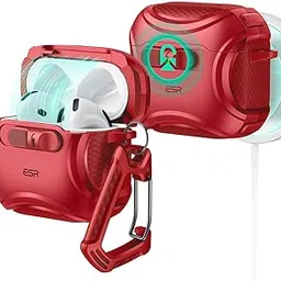 ESR for AirPods 4 Case, Compatible with AirPods 4th Generation Case (2024) (USB-C), Compatible with Magsafe, Drop-Proof Lock, Easy Open, Cyber Series, Red-picture-12