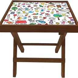 Nutcase Designer Teak Wood Side Table Folding Wooden Bedside Coffee Outdoor Picnic Table - Kids Design-picture-57