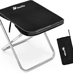 Howillto Camping Stool, 16in Tall Portable Folding Stool with Carry Bag, Upgraded Ultralight Chair with Roomy Seat for Adults, Holds 280lbs, Ideal for Hiking, Fishing, Outdoor Use, Black-image-3