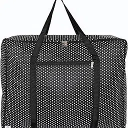 heart home Dot Printed Large Size Foldable Travel Duffle Bag, Underbed Storage Bag, Wardrobe organizer, Cloth Bag, Weekender Bag, Overnight Bag, Carry On Bag, Luggage Bag (Black)-picture-44