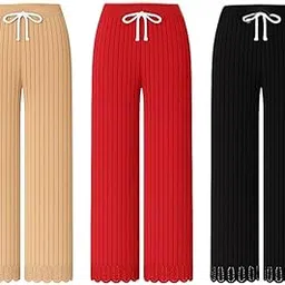 Women’s Lycra Plazo Combo Set Pack of 3 (Chiku, Red, Black) | Stretchable & Comfortable Regular Fit Pants | Stylish Casual & Ethnic Bottoms-picture-27