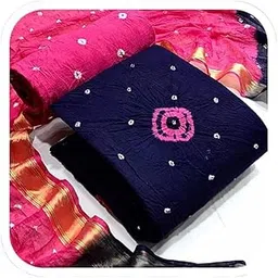Women's Cotton Bandhani Print Unstitched Salwar Suit Dress Material With Bandhej Dupatta_Free Size-image-80
