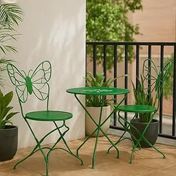 COZY HAUS Metal Folding Chair & Table Set | Outdoor Garden Patio Seating Chair and Table Set - Butterfly Design (Green)-picture-20