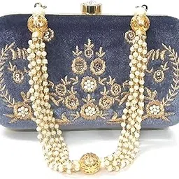 Women's Box Clutch with Pearl Handle-Bridal Ethnic Traditional Casual Purse/Clutch/Handbag (4 x 7 x 2 inch)-image-48