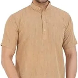 latestplus apparel Half Sleeves Cotton Blend Fabric Solid Short Sleeve Kurta for Men Kurta for Festival - Kurta for Puja-picture-52
