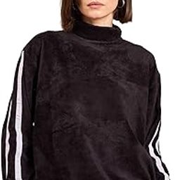 sassafras Black Fur Contrast Tape High Neck Sweatshirt-picture-8