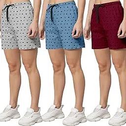 runk Women's Cotton Printed Regular Shorts - Pack of 3||Short Nightwear(Multicolour)-picture-52
