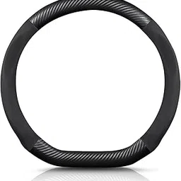 JUMIX Premium Faux Leather Car Steering Wheel Cover | Flat Bottom (D Shape) Breathable Anti Slip Steering Cover for Untlimate Comfort & Style - Black-image-55
