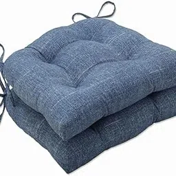 Pillow Perfect Outdoor | Indoor Tory Denim Reversible Chair Pad (Set of 2), 15.5 X 16 X 4, Blue-picture-30