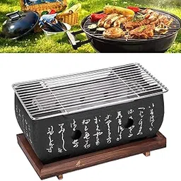 Japanese Style BBQ Grill, Mini Portable Tabletop Charcoal Grill, Barbecue Oven Food Charcoal Stove with Wire Mesh, for Yakiniku, Robata, Yakitori, Takoyaki and BBQ, 5.3 x 5.3 x 9.7in-picture-18
