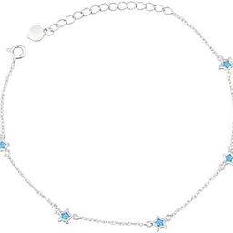 zalkari Silver Topaz Stars Anklet For Womens & Girls Sterling Silver Anklet ()-picture-38
