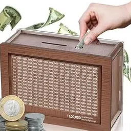 SHRAVAN Enterprise Money Saving Wooden Piggy Bank with Goal Chart | Savings Tracker Board | Home & Office Décor Style_262-picture-17
