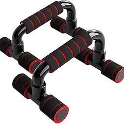 Strauss Moto Push-Up Bar, Pair | Non-Slip, Sturdy Exercise Equipment for Home or Gym Workout | Ideal for Upper Body Strength Training, Muscle Building, Push-Ups & Planks | Portable Gym Equipment,(Red)-image-4