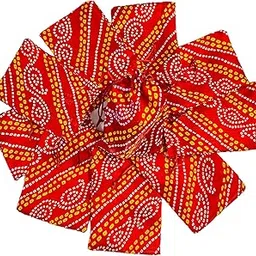 Moira 12pcs 5X7 inch Small Size Bandhej Silk Potli for Gifting, Jewellery Storage, Shagun, Coin Packing (Red)-picture-11